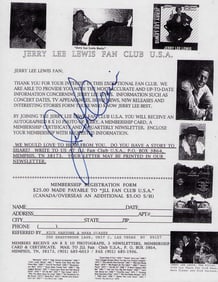 Jerry Lee Lewis signed concert flyer