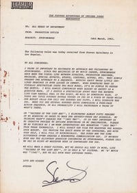 Exceedingly rare Steven Spielberg signed letter