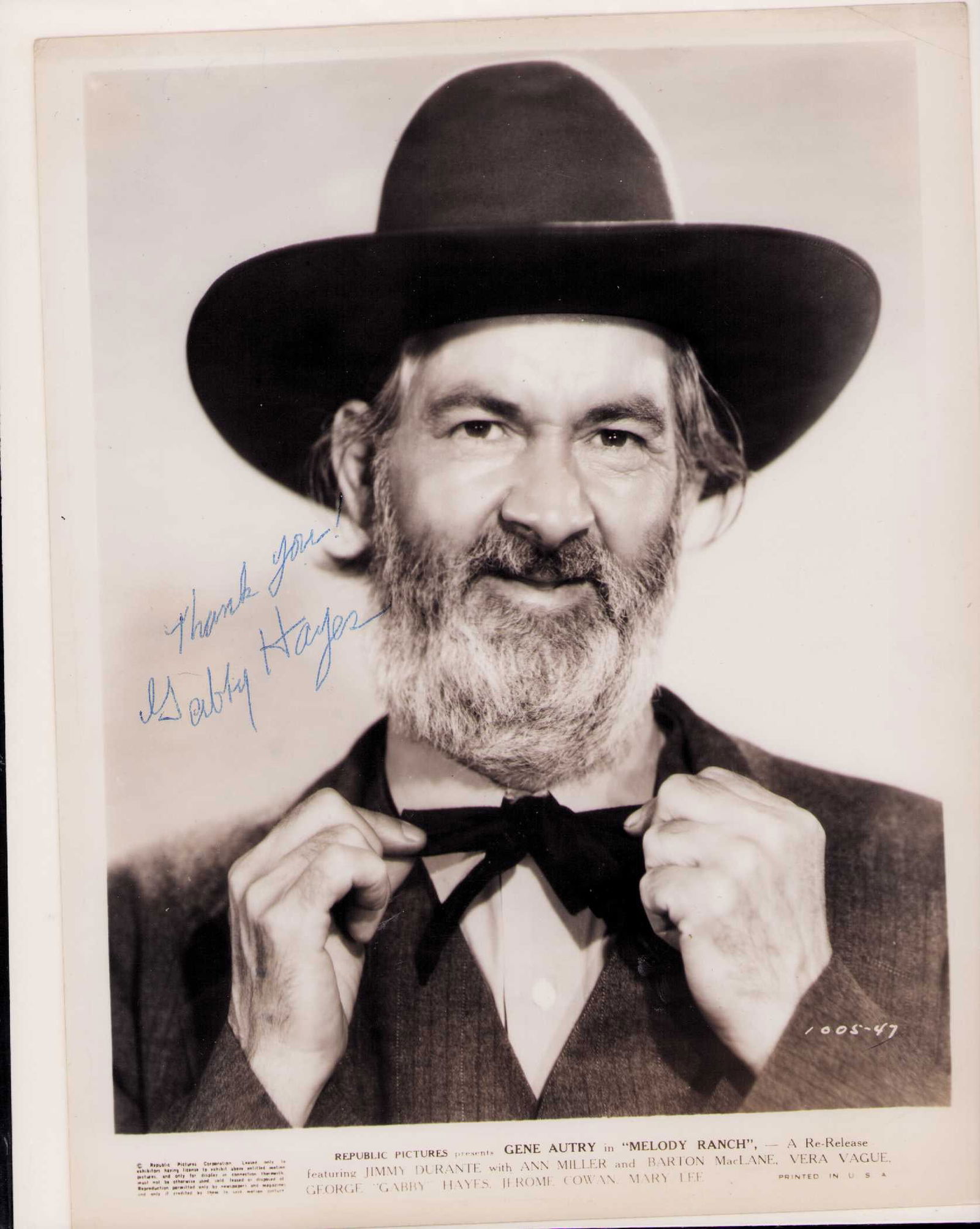 Gabby Hayes rare signed photograph: A RARE original western still signed by the rare western legend Certificate of AuthenticityEVERY item in this auction comes with at minimum a fully illustrated and serial numbered COA signed by the wo