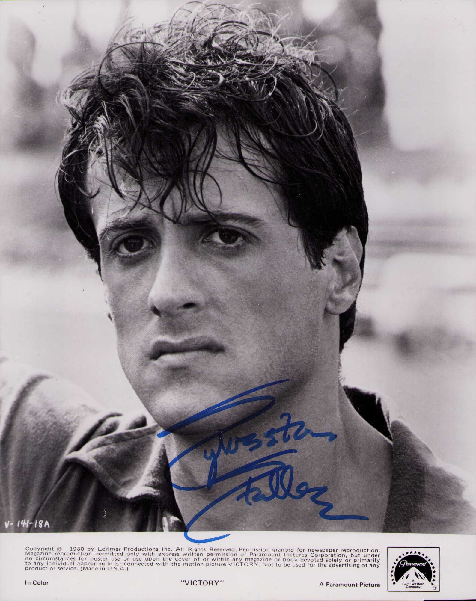 Sylvester Stallone vintage signed photograph: A vintage original still signed in full during private signing Certificate of AuthenticityEVERY item in this auction comes with at minimum a fully illustrated and serial numbered COA signed by the wor