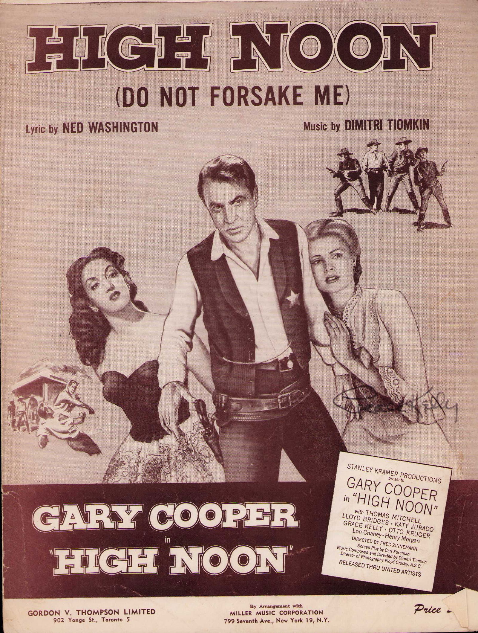 Grace Kelly signed High Noon sheet music (1 of 1)