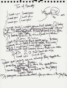 Two of Hearts handwritten lyrics Stacey Q  JSA