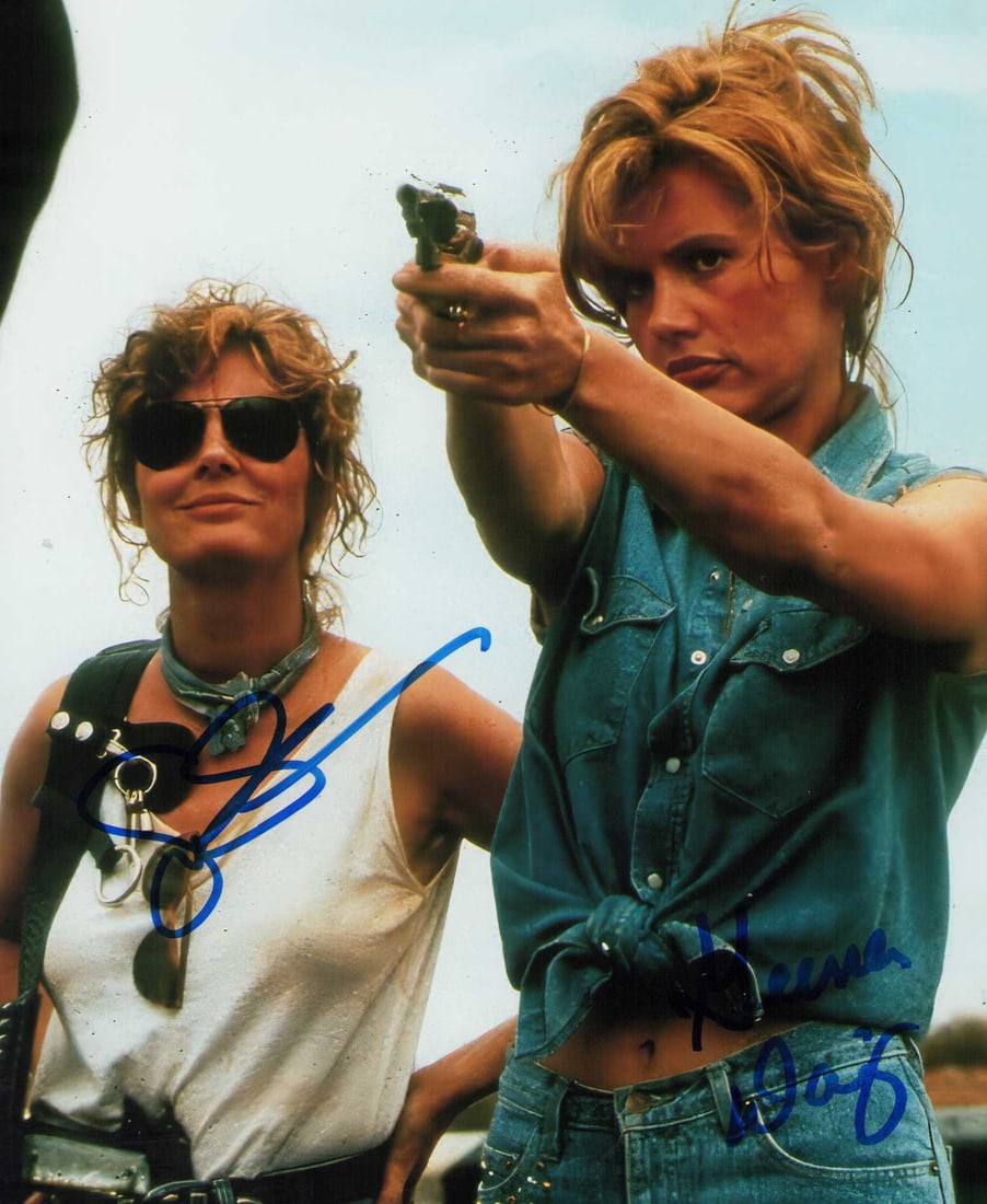 Thelma and Louise cast signed photograph: A Thelma and Louise cast signed 8x10 by both stars Susan Sarandon and Geena Davis both Certificate of AuthenticityEVERY item in this auction comes with at minimum a fully illustrated and serial number