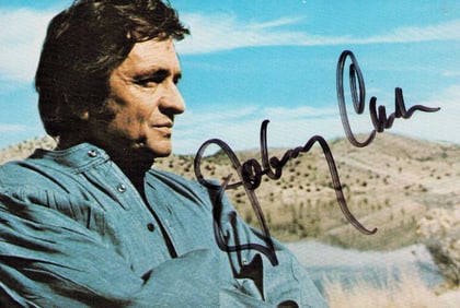 Johny Cash signed photo postcard