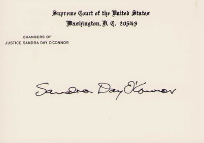 Sandra Day O'Connor signed Supreme Court card