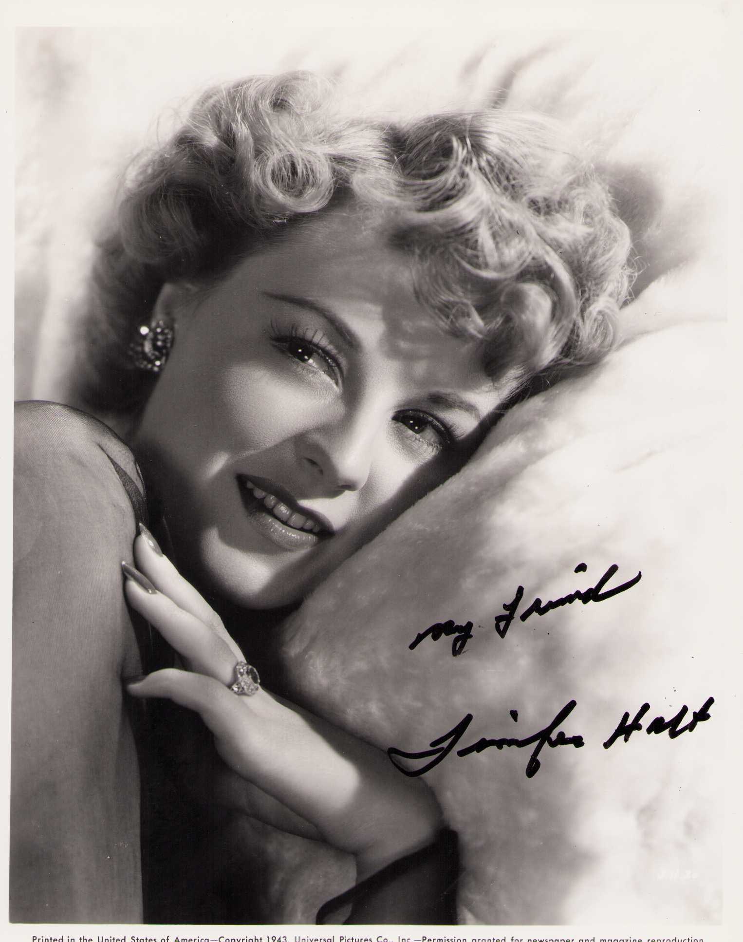 Jennifer Holt signed photograph: A vintage signed 8x10 of the scarce actress Certificate of AuthenticityEVERY item in this auction comes with at minimum a fully illustrated and serial numbered COA signed by the worlds leading authent