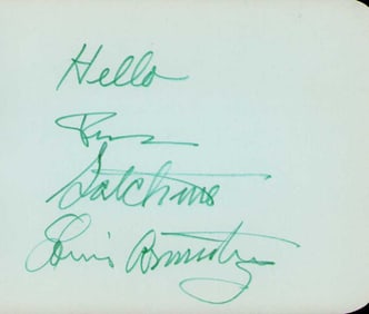 Louis Armstrong signature on page