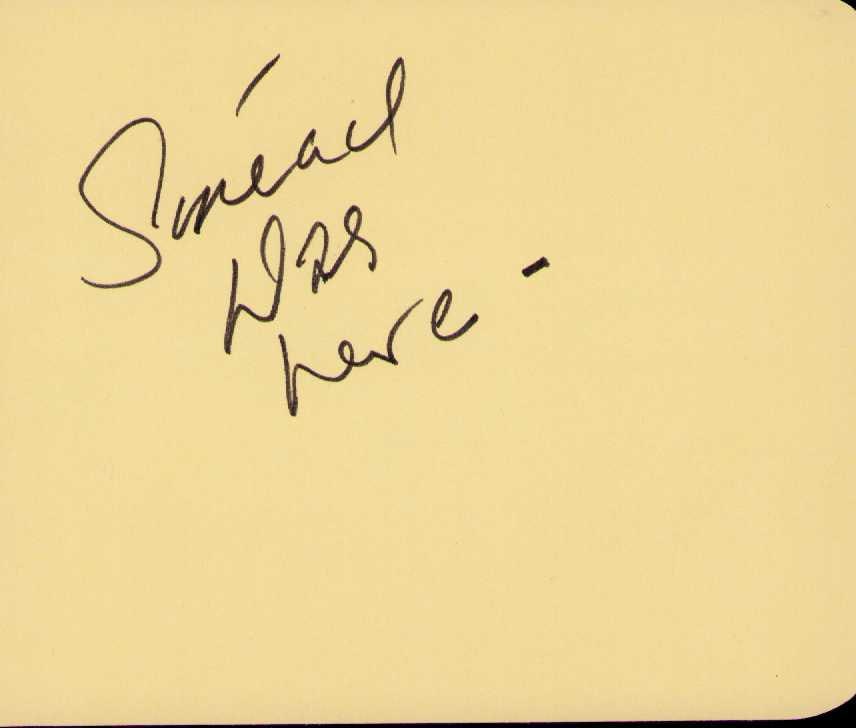 Sinead O'Connor signature on page: A rare signature of deceased singer Sinead O'Connor taken from an autograph book Certificate of AuthenticityEVERY item in this auction comes with at minimum a fully illustrated and serial numbered COA
