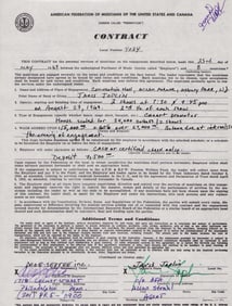 Janis Joplin signed concert contract