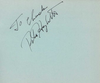 Rita Hayworth signature on page