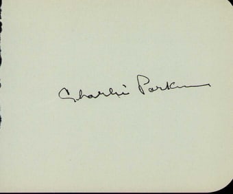 Charlie Parker signature on page