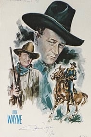 John Wayne John Ford signed litho