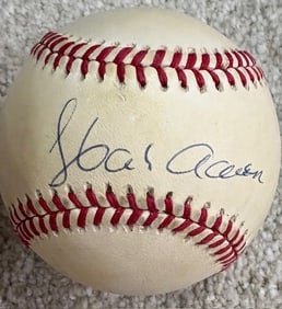 Hank Aaron single signed baseball