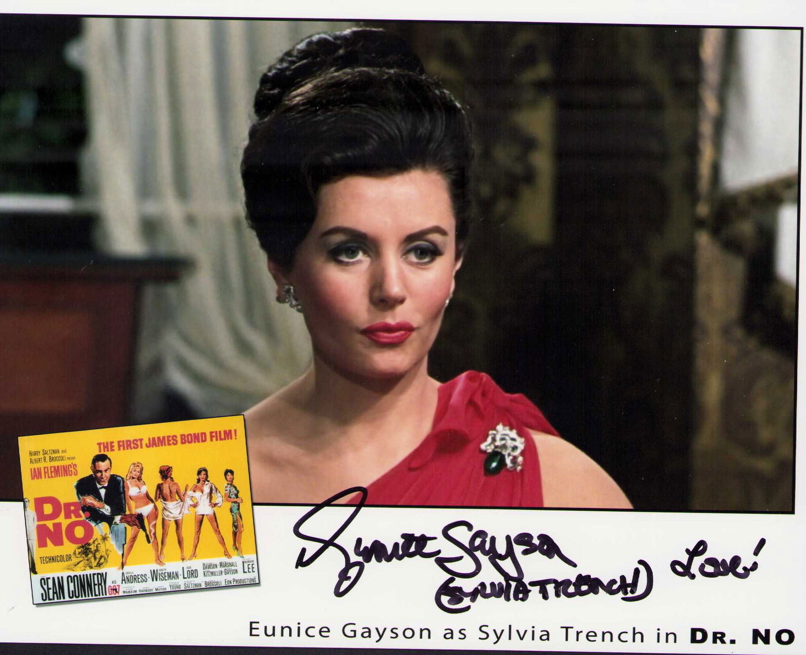 Eunice Gayson signed photograph: As James Bond babe signed 8x10 Certificate of AuthenticityEVERY item in this auction comes with at minimum a fully illustrated and serial numbered COA signed by the worlds leading authenticator in Ent