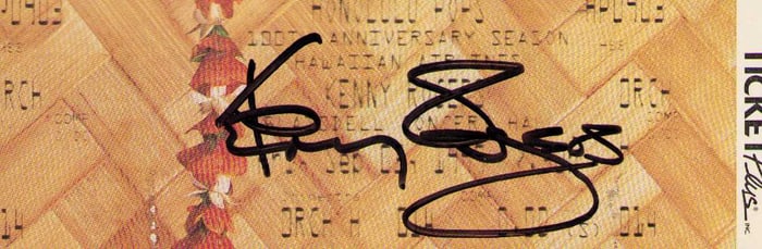 Kenny Rogers signed ticket stub