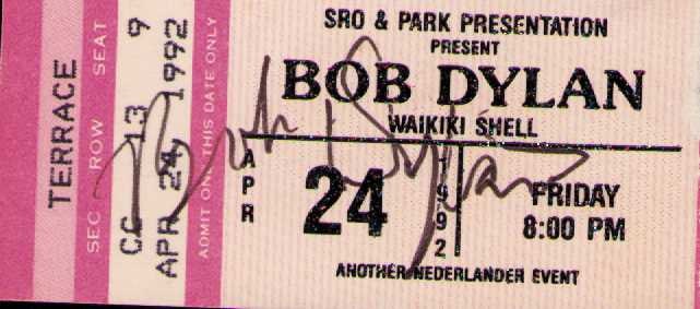 Bob Dylan signed ticket stub (1 of 1)