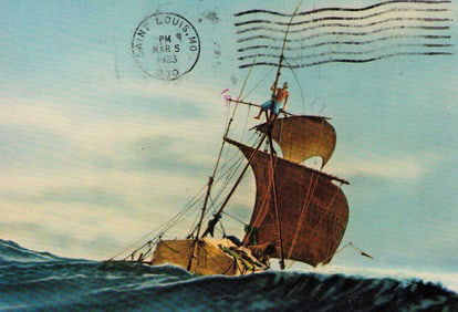 Thor Heyerdahl signed postcard