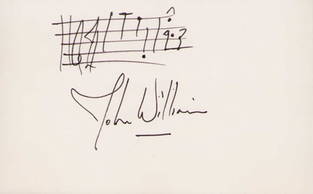 John Williams signed musical quote on card