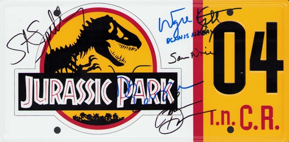 Jurassic Park cast signed license tag