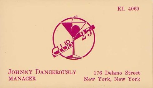 Johnny Dangerously prop business card