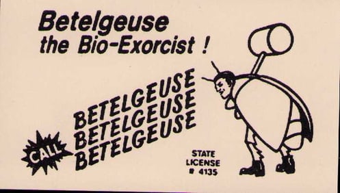 Beetlejuice rare prop business card