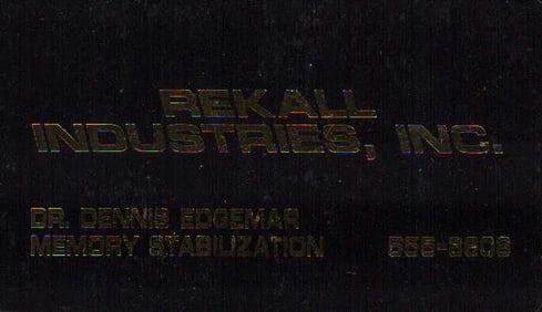 Total Recall rare prop futuristic business card
