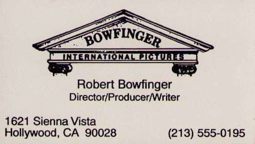 Bowfinger prop business card