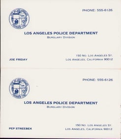 Dragnet prop business cards