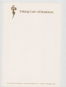 Elvis Presley sheet of his personal stationary