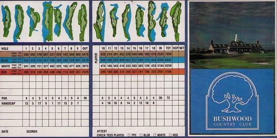 Caddyshack rare prop scorecard Bushwood