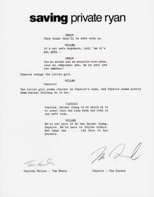 Saving Private Ryan Lt Ed signed script page Hanks and Diesel