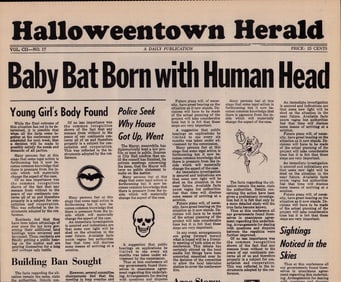 Halloweentown prop newspaper