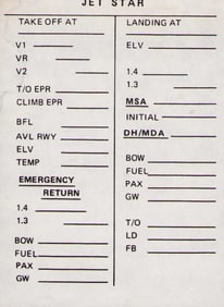 Elvis Presley Jet Star his plane flight log sheet
