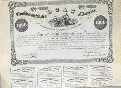 Confederate States of America War Bond
