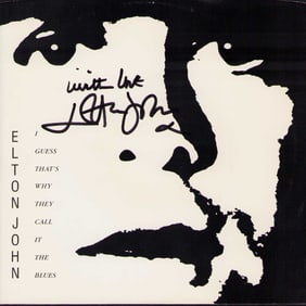 Elton John signed 45rpm record sleeve