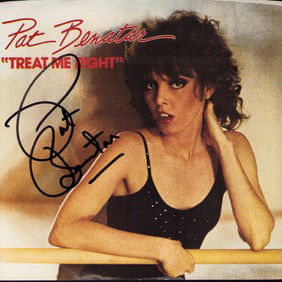 Pat Benatar signed 45rpm record sleeve