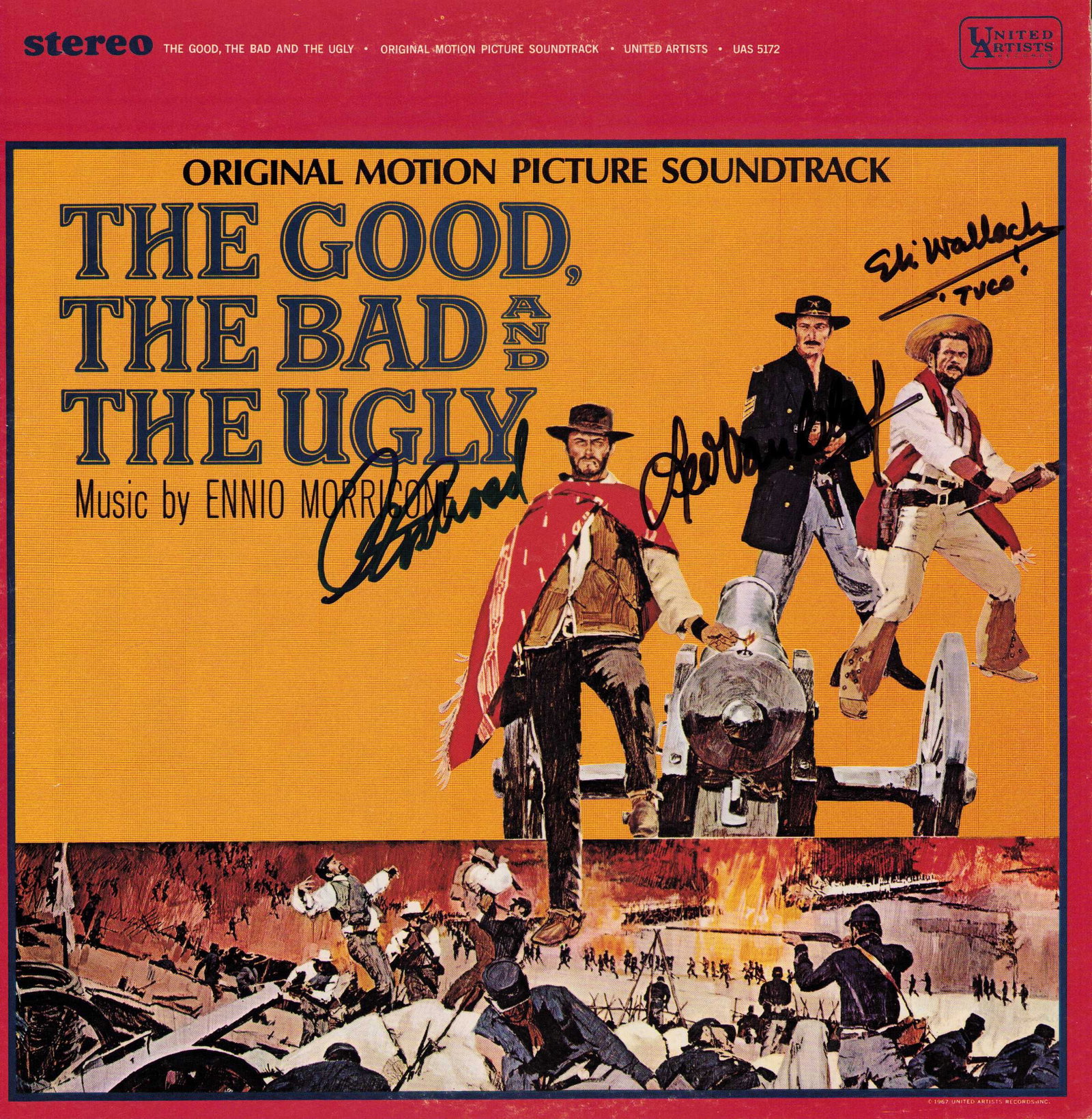 Good Bad and the Ugly signed cast LP soundtrack (1 of 1)