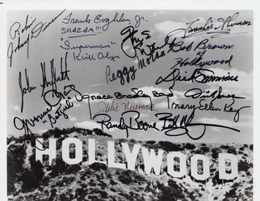 Hollywood sign signed by multiple stars RARE 8x10 photo