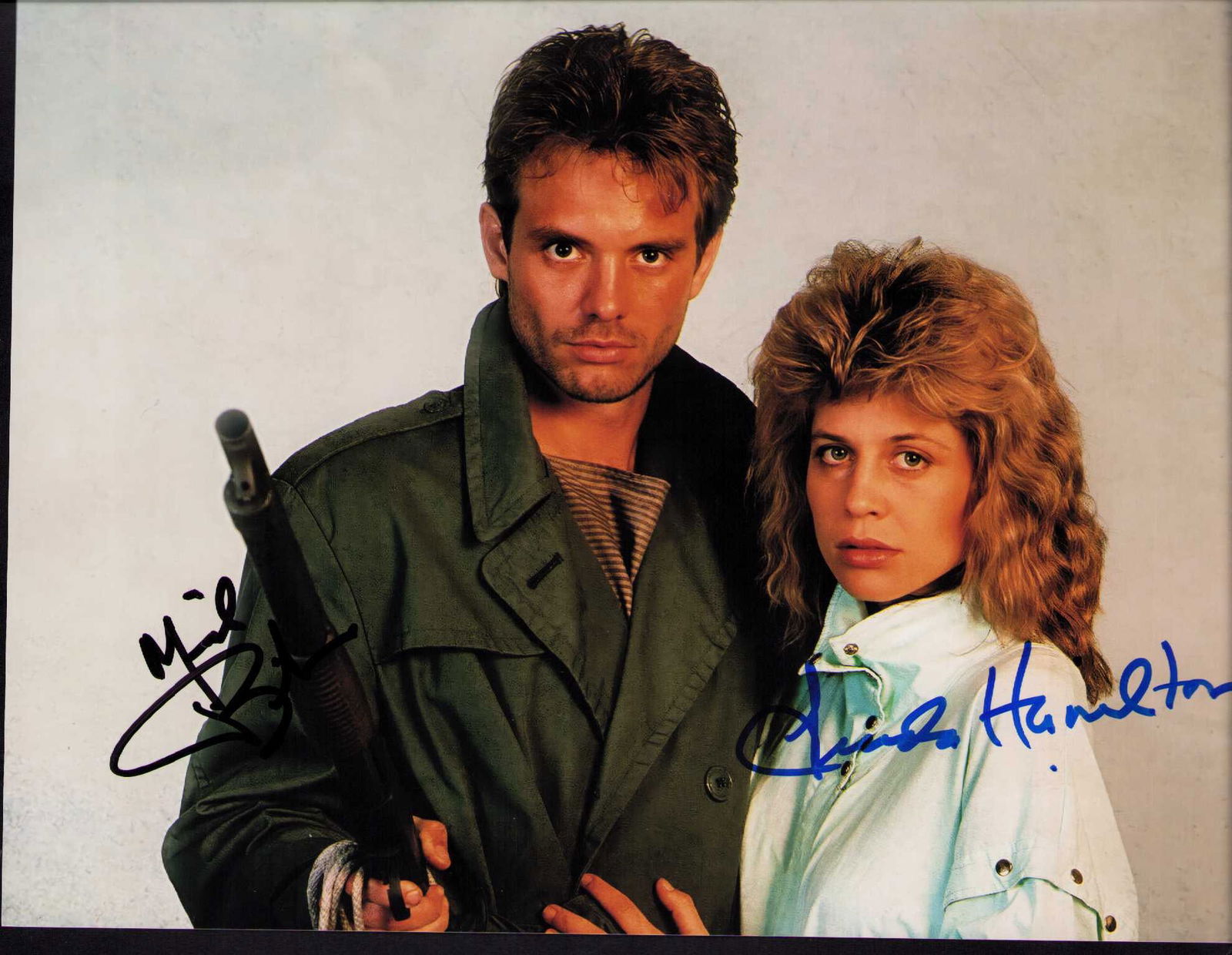 Terminator cast signed photo 8x10: A Terminator signed 8x10 by Michaele Biehn and Linda Hamilton Certificate of AuthenticityEVERY item in this auction comes with at minimum a fully illustrated and serial numbered COA signed by the worl