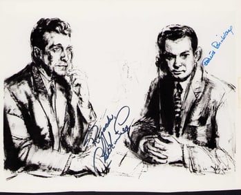 David Brinkley and Chet Huntley signed photo 8x10 rare