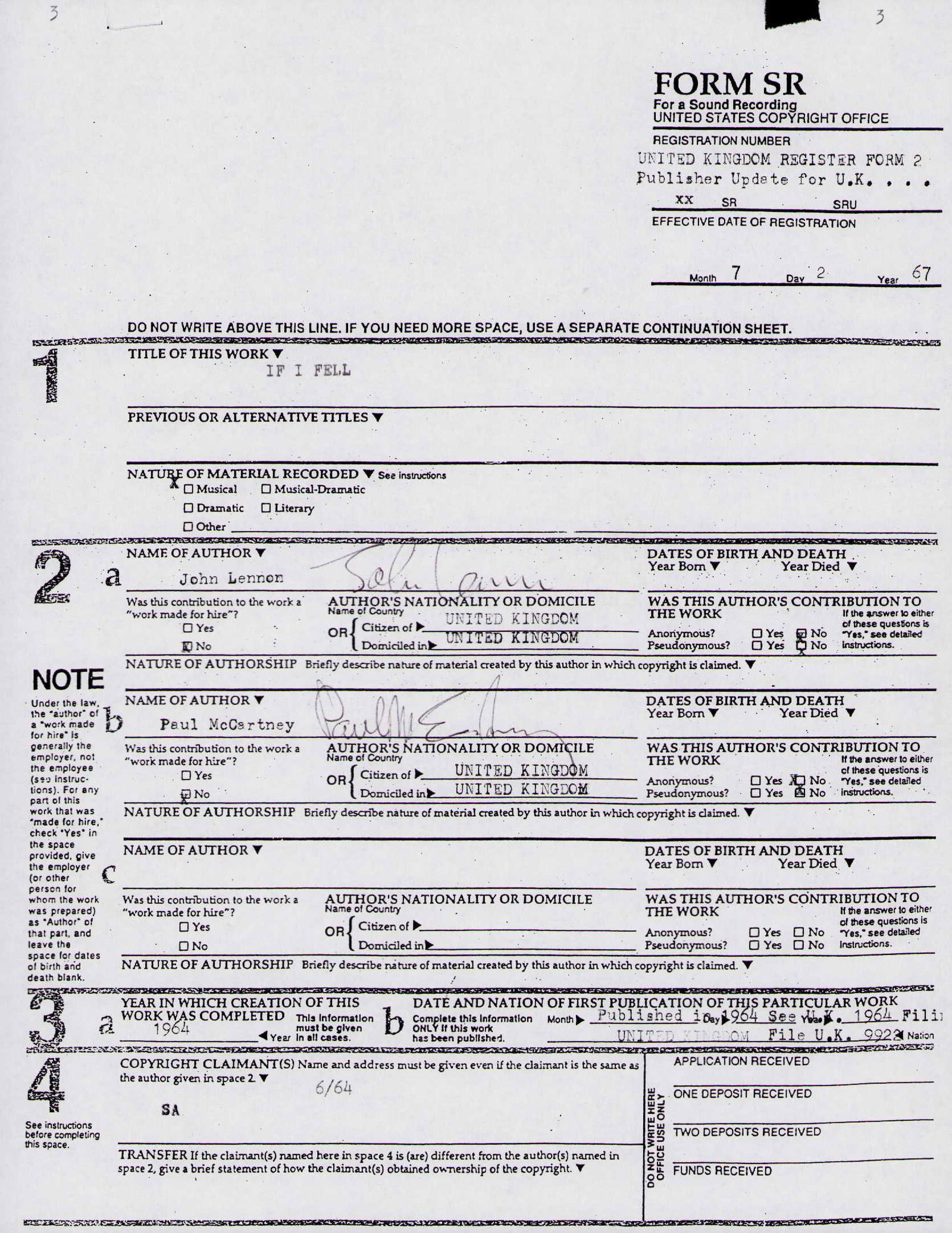 John Lennon signed publishing agreement contract (1 of 1)