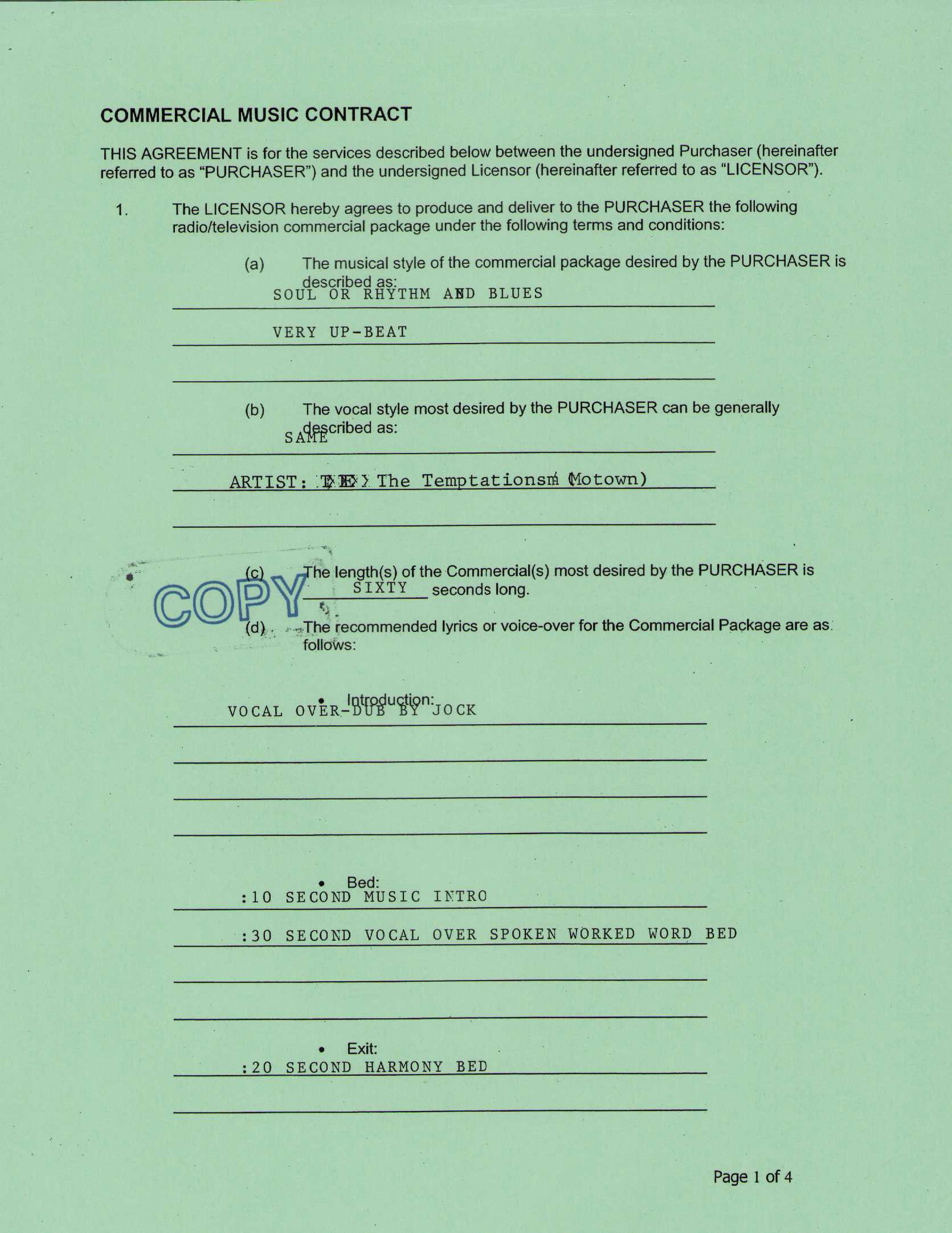 The Temptations signed contract (1 of 2)