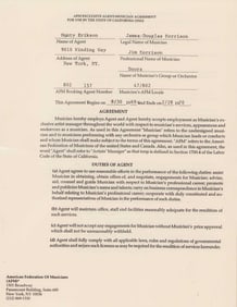 Jim Morrison multi paged signed contract RARE