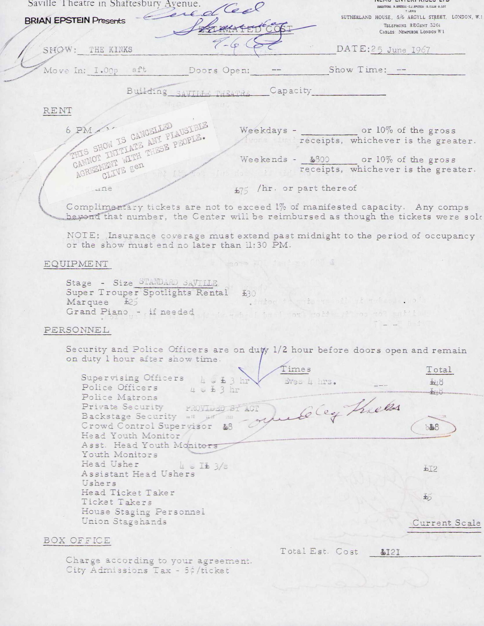 The Kinks signed contract (1 of 2)