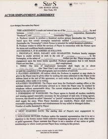 Sharon Tate exceedingly rare signed contract