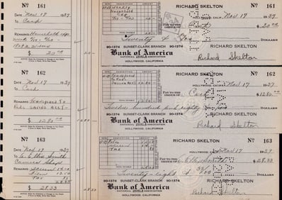 Red Skelton signed 1930s checks