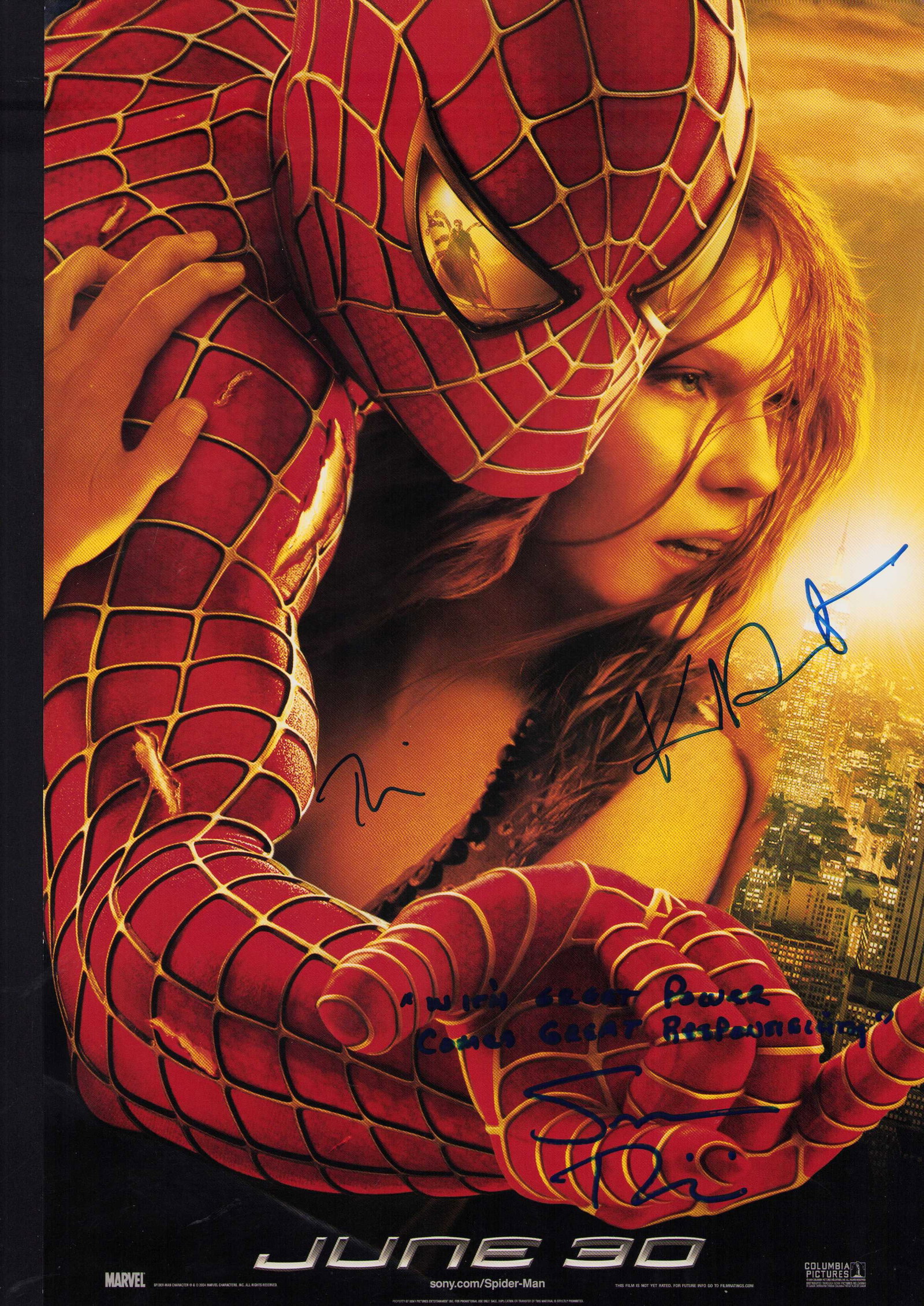 Spiderman cast signed original premiere poster (1 of 1)