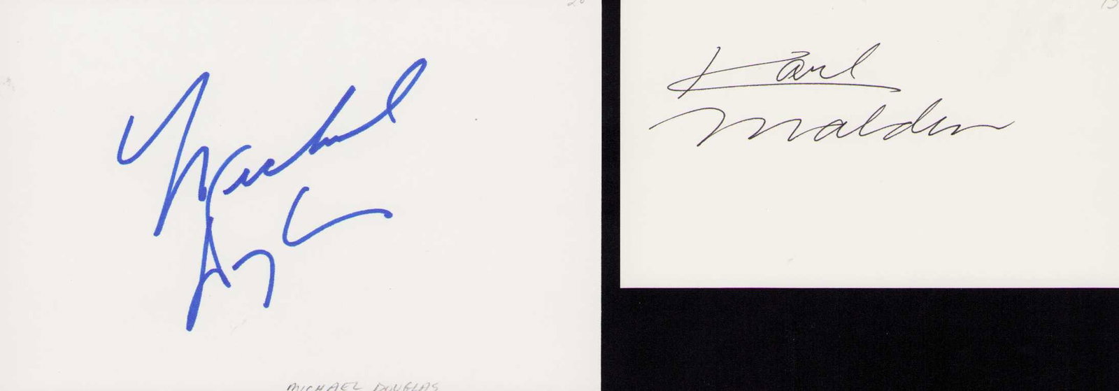 Streets of San Francisco set of signatures: Michael Douglas and Karl Malden signed cards Certificate of AuthenticityEVERY item in this auction comes with at minimum a fully illustrated and serial numbered COA signed by the worlds leading authen
