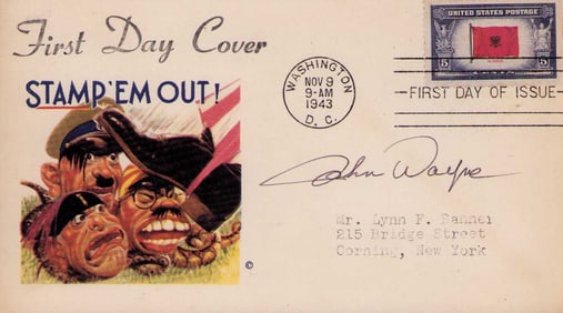 John Wayne vintage signature on FDC