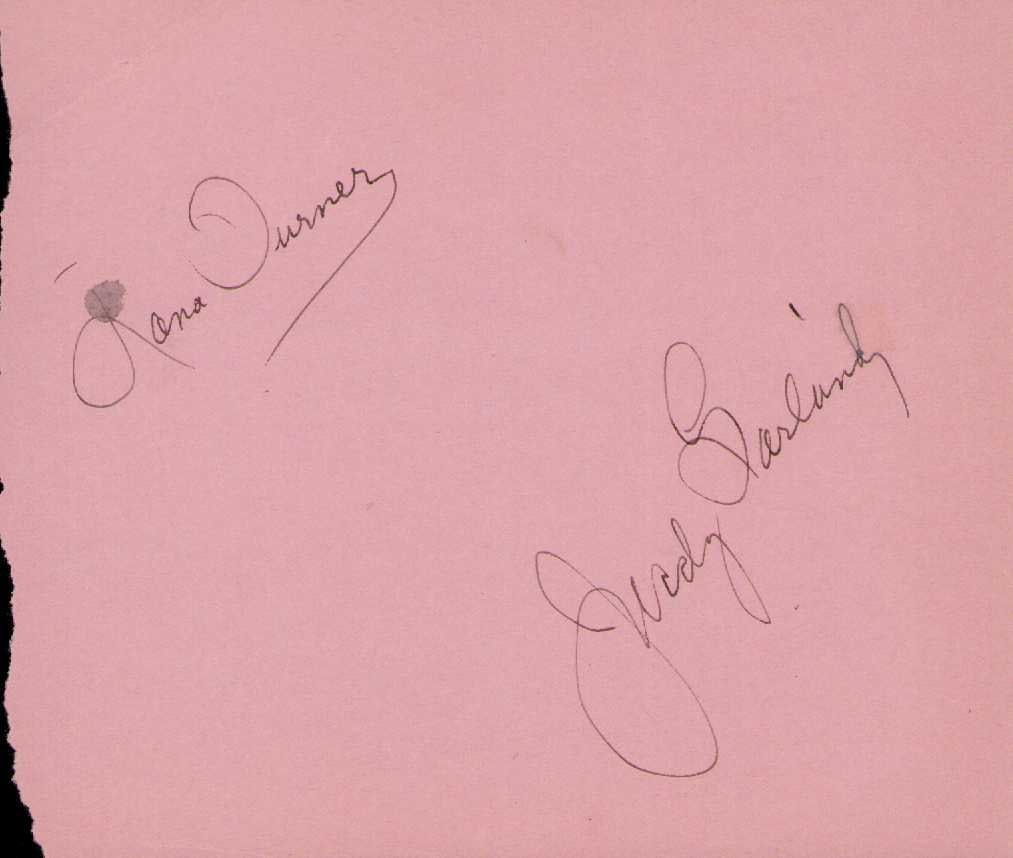 Judy Garland signature: A nice fountain pen signed ink autograph page by the Wizard of Oz star and gifted singer Certificate of AuthenticityEVERY item in this auction comes with at minimum a fully illustrated and serial numb
